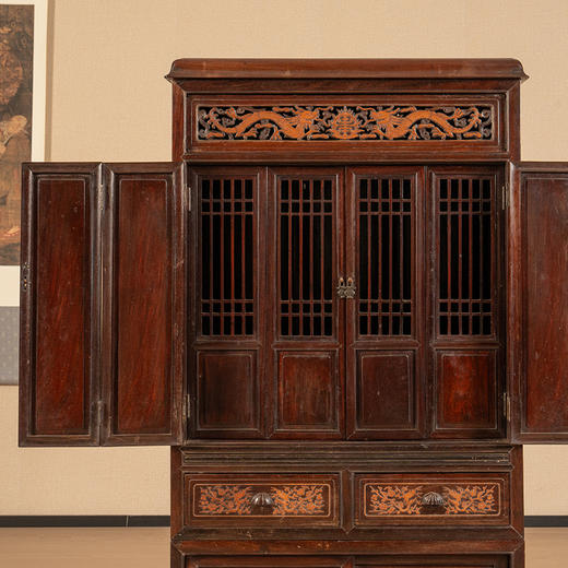 清 红木嵌黄杨木龙纹一路连科佛龛 商品图2