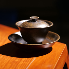 【林栖好物】【古铜彩奓口三才盖碗】李现锋纯手工茶器