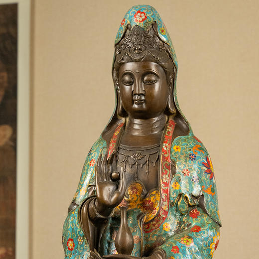 二十世纪 铜胎掐丝珐琅净瓶观音像 商品图2