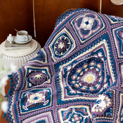 苏苏姐家瓷悦拼花毯手工diy钩针编织毯子4股棉毛线团自制材料包 商品图3