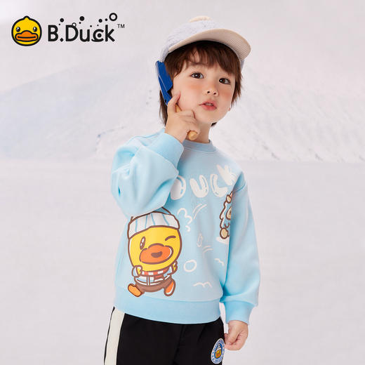 bduck小黄鸭童装女童卫衣加绒儿童长袖上衣休闲冬装保暖90-130 BF5531071 商品图0