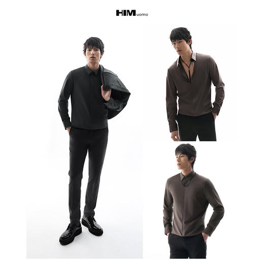 HIM漢崇  商务正装长袖衬衫男年会宴会婚礼绅士修身衬衣 2025秋季 商品图3