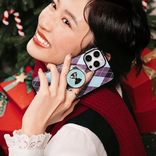 【冬眠计划】灰蓝菱格 POPCASE手机壳 MagSafe Popcase磁吸款 蓝色 菱格 拼贴 iPhone 16/15/14/13 商品图1