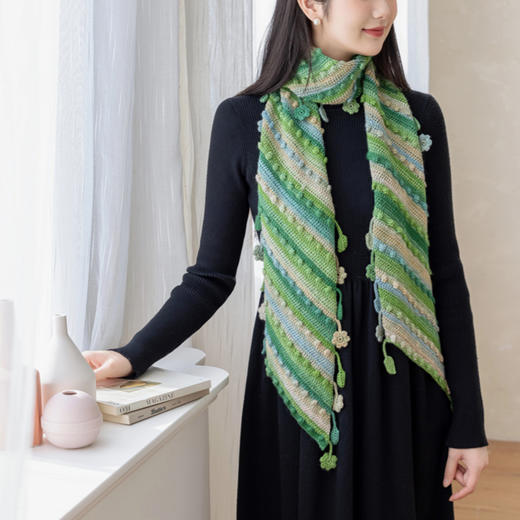 苏苏姐家一花一叶围巾手工diy段染羊毛线钩针毛线团材料包 商品图2