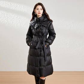 【高货kbnq】全新升级【铂金会员882/天猫1189/差价307】(04044) 洛诗琳冬季新款高端加厚保暖长款过膝显瘦连帽羽绒服