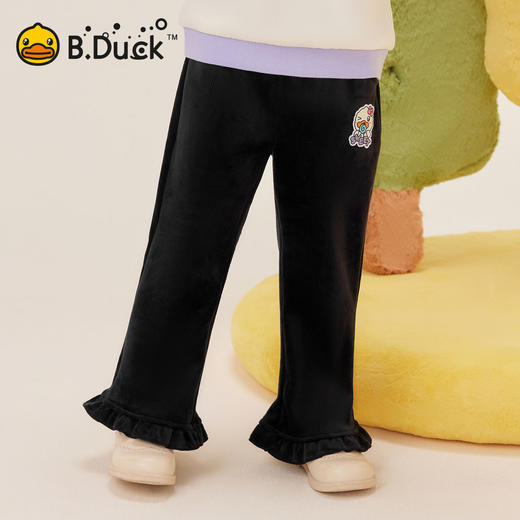 bduck小黄鸭童装女童裤子加绒灯芯绒儿童长裤冬装微喇休闲裤90-130 FF5572017 商品图3