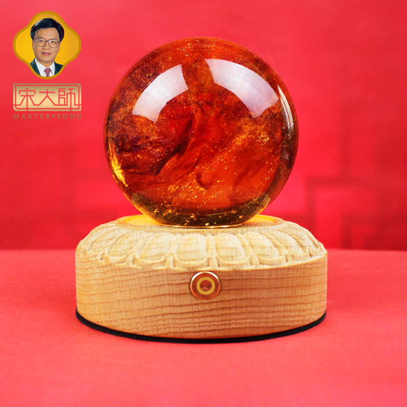 宋大师新款琉璃球水晶灯摆件家居饰品玄关客厅办公室摆件开业礼品