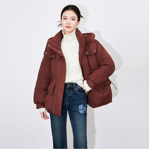 【高货wl】全新升级【铂金会员588/天猫799/差价211】(65716) 洛诗琳冬季时尚休闲防风鸭绒加厚连帽半收腰短款羽绒服 商品图1