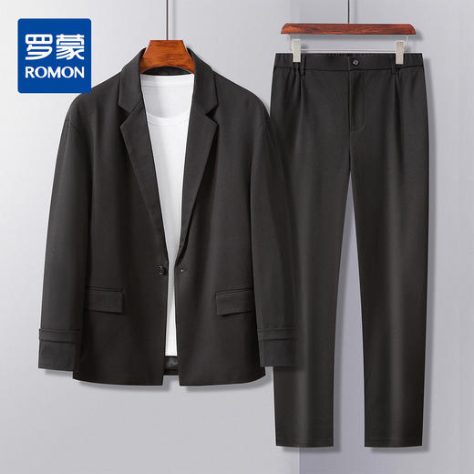 【西服+西裤】罗蒙春秋西服套装男士两件套舒适通勤松紧腰设计百搭西装 商品图0