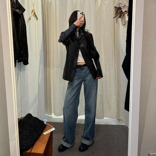 ROMI STUDIO“棕标甄选”100%羊皮肌理感西装版皮衣外套RW24WWG0380 商品图6