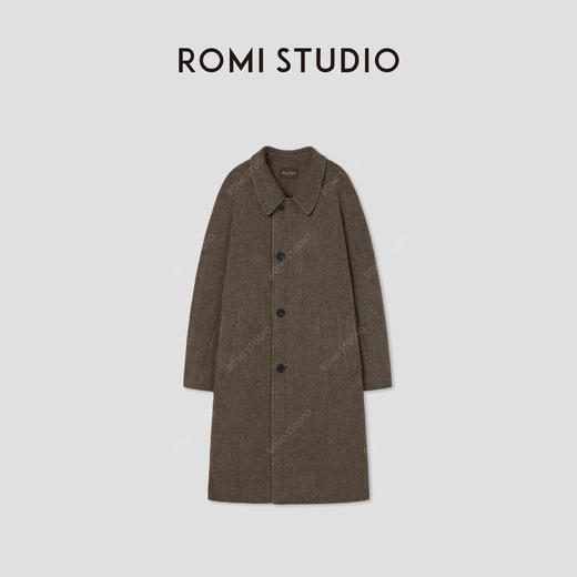 ROMI STUDIO“棕标甄选”绵羊毛混纺翻领插肩廓形宽松大衣 441DS094 商品图0