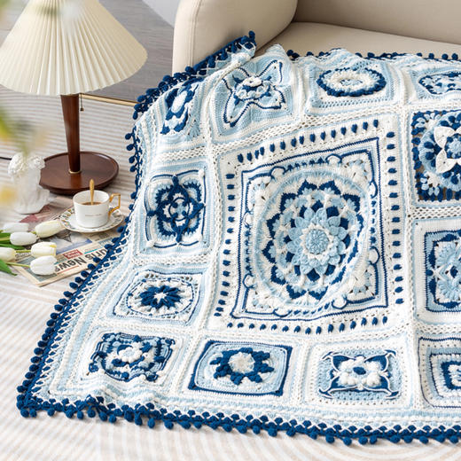 苏苏姐家瓷悦拼花毯手工diy钩针编织毯子4股棉毛线团自制材料包 商品图2