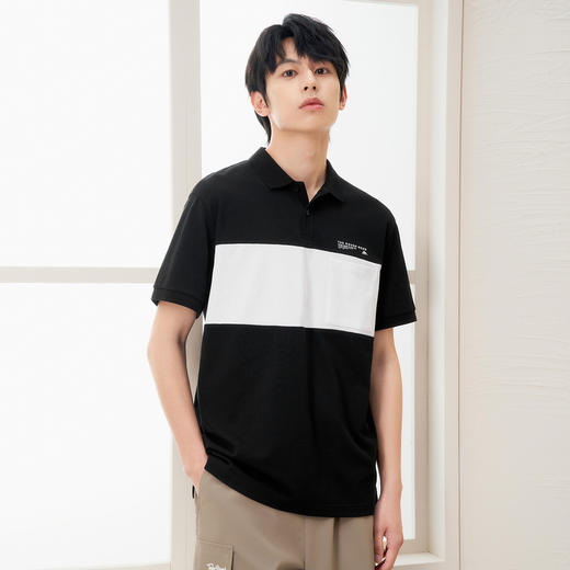 gxg.jeans男装2024年夏季热卖黑白拼色翻领短袖POLOJ24D242020 商品图1