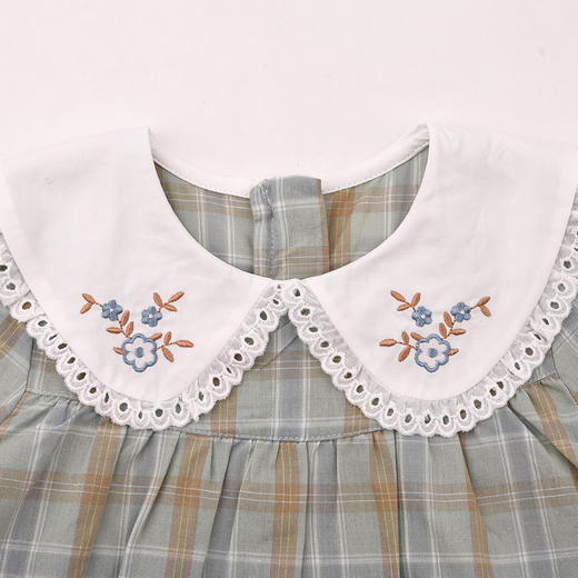 棉果果春季新品商场同款女童绿色格子翻领连衣裙M122700225081 商品图2