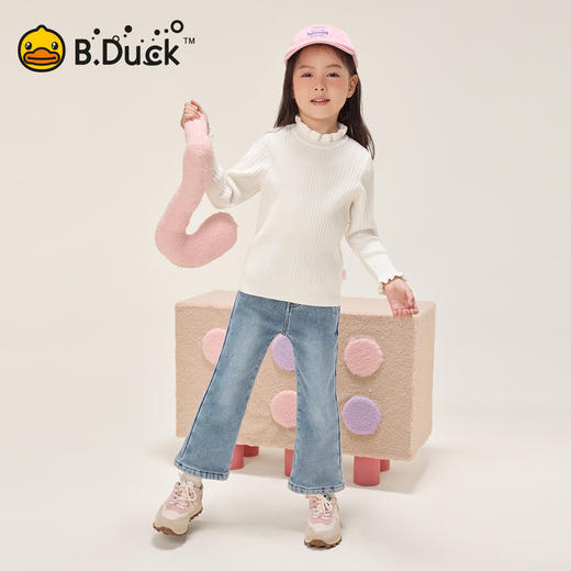 bduck小黄鸭童装女童牛仔裤儿童裤子冬装女孩加绒牛仔长裤保暖潮105-150 BF5556906 商品图1