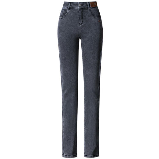 DY3511 2024秋季新款高腰牛仔裤女小直筒长裤弹力显瘦烟灰色妈妈中年女裤 商品图4