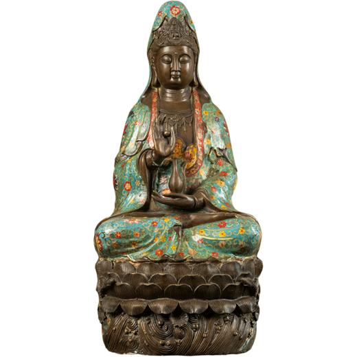 二十世纪 铜胎掐丝珐琅净瓶观音像 商品图5