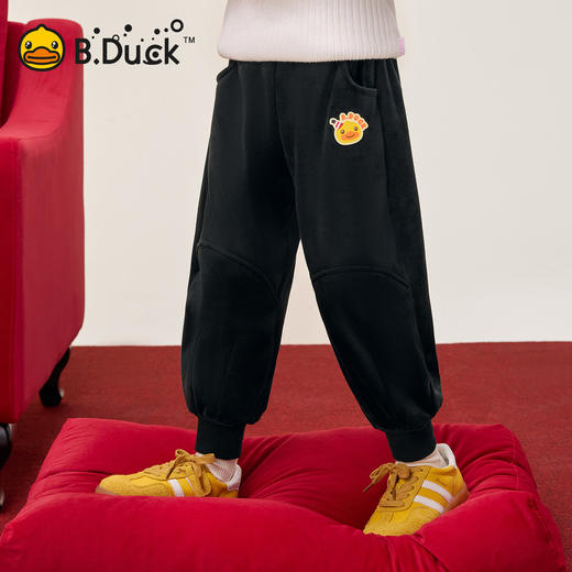 bduck小黄鸭童装儿童加绒裤子女童灯芯绒休闲裤长裤保暖冬装90-130 BF5572057 商品图0