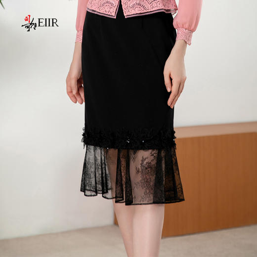 司歌蕾丝拼接直身裙包裙职业C901203X 商品图0