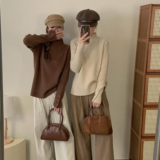 【YW】无忧购韩系慵懒简约内搭修身显瘦半高领针织打底衫1895（截单后7天发货)25年清仓捡漏 商品图4