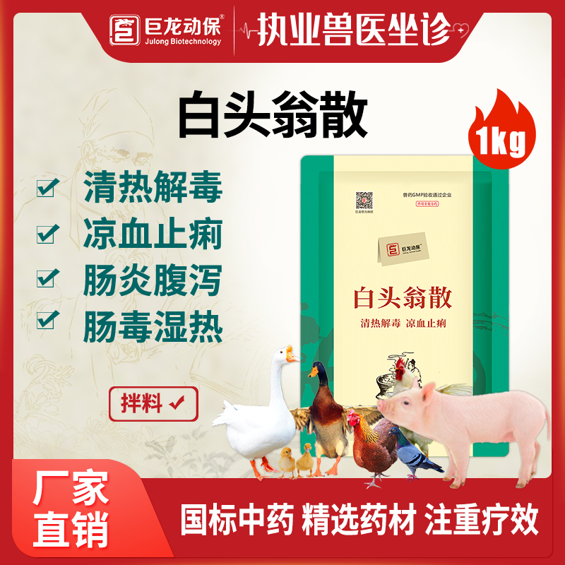 【白头翁散】巨龙动保白头翁散原肠毒清1000g
