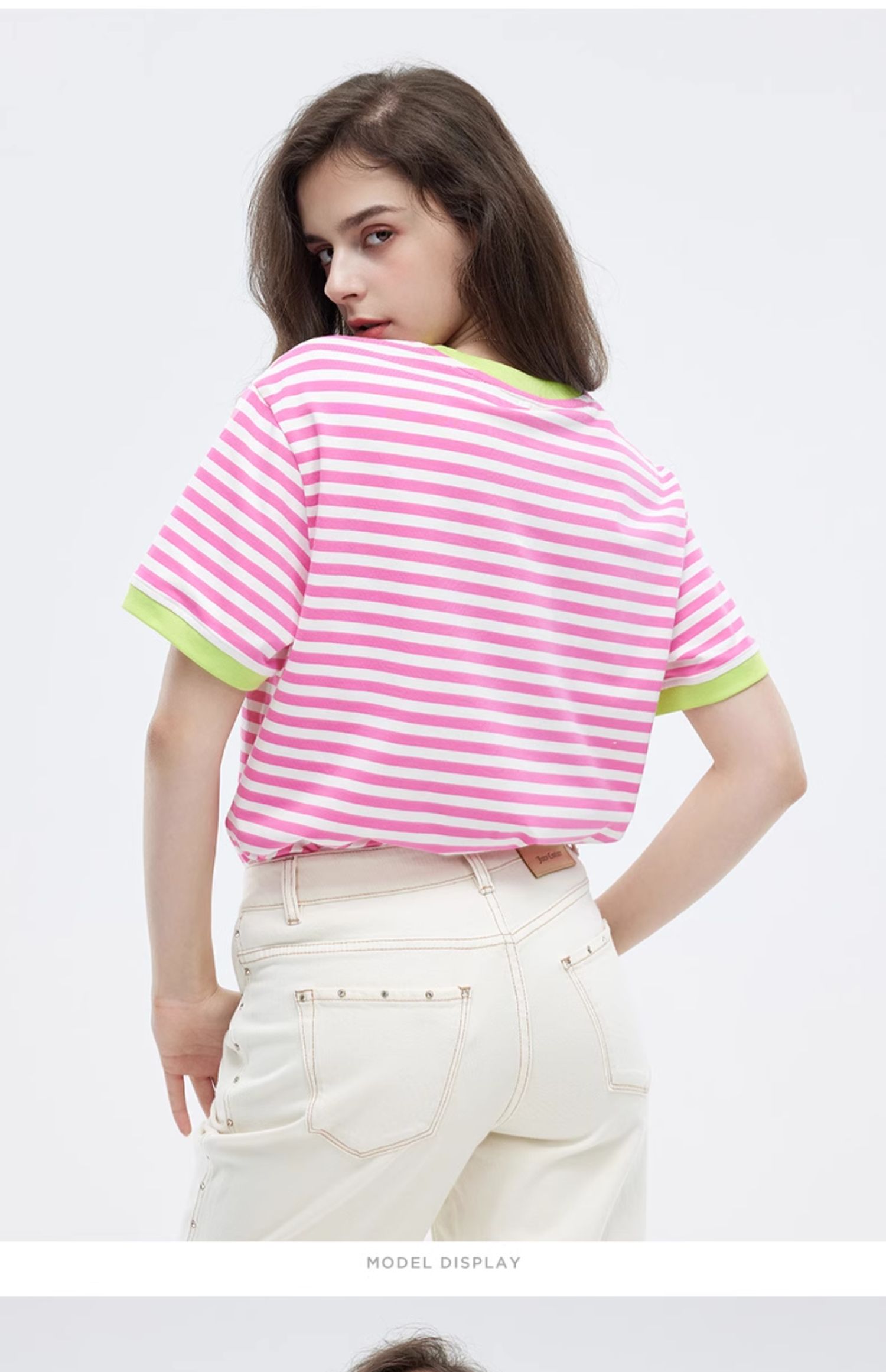 juicy couture橘滋t恤女夏季新款多巴胺穿搭美式条纹撞色长袖上衣