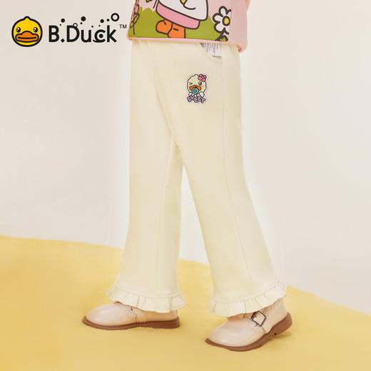 bduck小黄鸭童装女童裤子加绒灯芯绒儿童长裤冬装微喇休闲裤90-130 FF5572017 商品图0