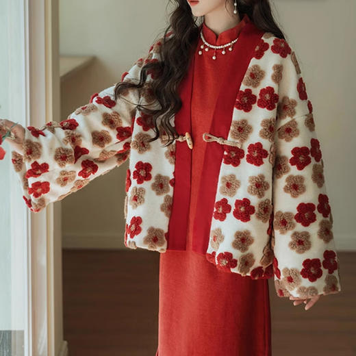 裁缝学苑AS390新年中国风改良旗袍羊羔绒对襟外套纸样女装样板版型图纸 商品图3