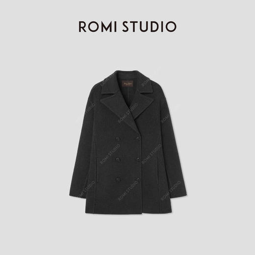 ROMI STUDIO“棕标甄选”山羊绒绵羊毛双排扣毛呢大衣 RW24WWG0013 商品图0