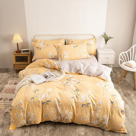 多喜爱闲庭花开爱摩卡绒温暖磨毛四件套【分仓直发，72小时发货，周末节假日不发货】