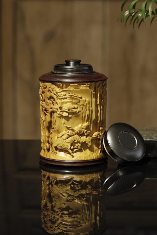 东山报捷°黄杨木雕茶叶罐 商品图5