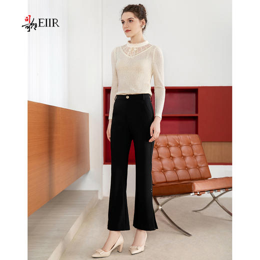 司歌显瘦长裤拼接压褶弹力D901286X 商品图1