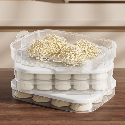 【大容量！计时锁鲜饺子盒】厨房饺子盒收纳冰箱专用馄饨密封收纳盒食品级冷冻速冻水饺保鲜盒，底部防滑不露馅。ry 商品图1