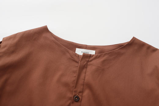 Ruohan 栗棕纯棉无领衬衫 商品图11