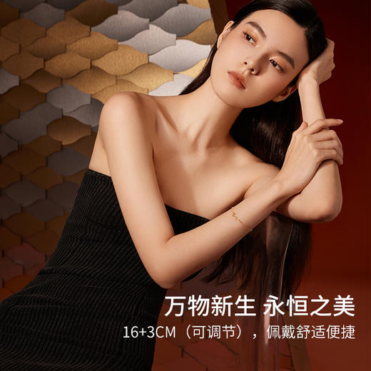 周六福黄18K金手链灵蛇手饰生肖蛇系列多彩金Au750送女友送女友礼物 商品图3