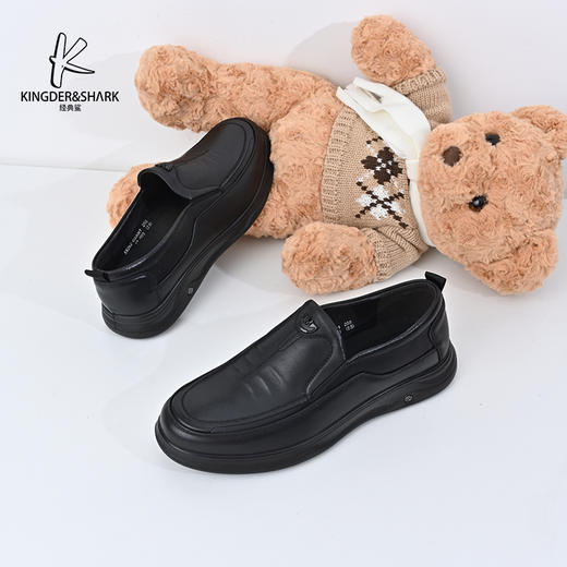 经典鲨2024年秋季新款百搭圆头男士平底正装商务皮鞋KW262-D33081 商品图1