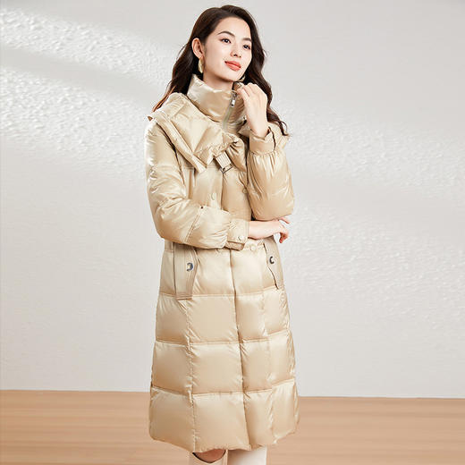 【高货kbnq】全新升级【铂金会员882/天猫1189/差价307】(04044) 洛诗琳冬季新款高端加厚保暖长款过膝显瘦连帽羽绒服 商品图3