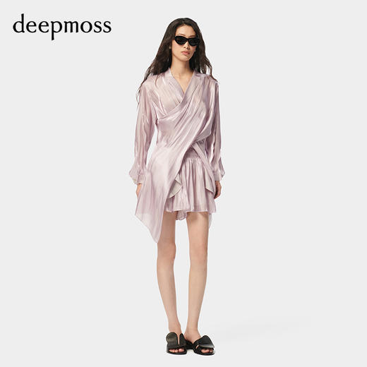 【deepmoss】潮流复古优雅气质优雅水泽交叠凉感衬衫 商品图1