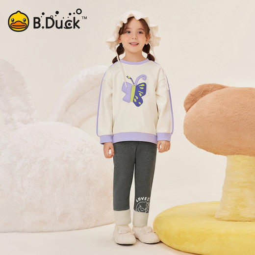 bduck小黄鸭童装女童打底裤加绒外穿冬款儿童运动裤子加厚潮90-130 FF5558016 商品图1