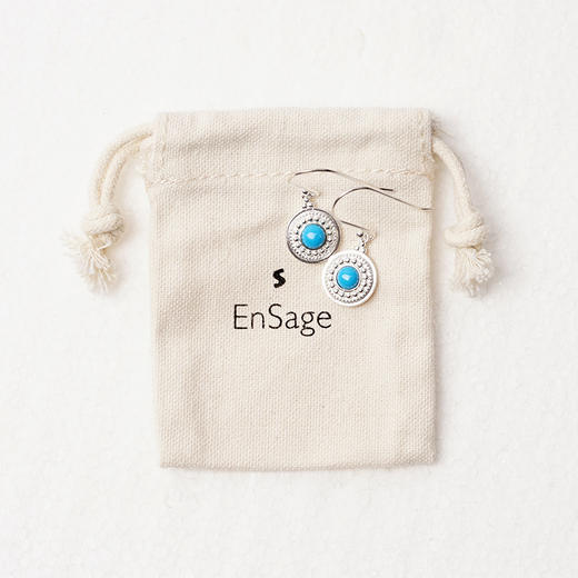 EnSage Turquoise Carved Earrings 925银 绿松石雕刻耳钉 商品图4