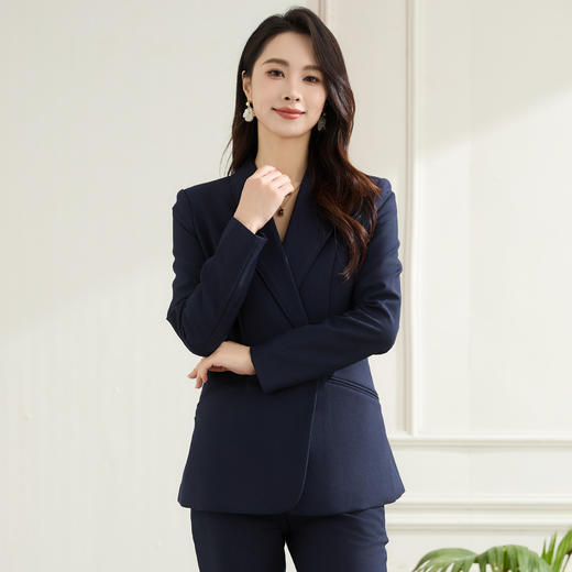 【上衣+裤子】罗蒙春秋双排扣西服套装女士商务通勤职业时尚百搭西装两件套 商品图9