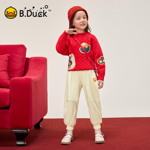 bduck小黄鸭童装儿童加绒裤子女童灯芯绒休闲裤长裤保暖冬装90-130 BF5572057 商品图1