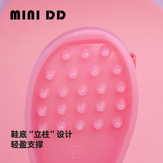 MINIDD儿童猪笼鞋魔术贴女童沙滩凉鞋粉色蝴蝶结罗马鞋MNDD24-10 商品图2