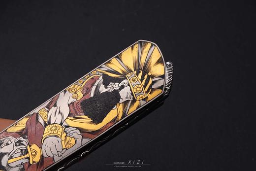 三希堂  现代刀系列  亚述之王雕金小折  未开刃 商品图11