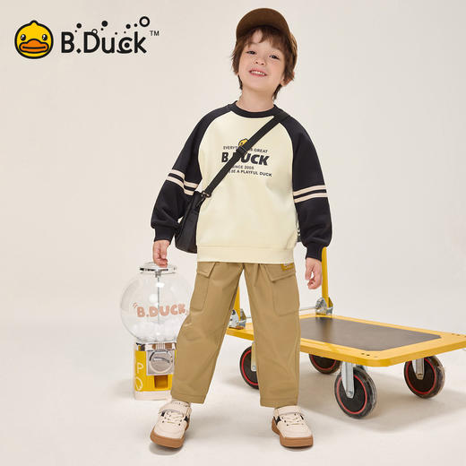 bduck小黄鸭童装男童卫衣加绒插肩袖儿童套头衫冬装上衣105-150 BF5531901 商品图1