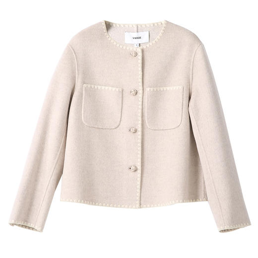 VIMAGE纬漫纪气质圆领小香风羊毛羊绒毛呢外套冬季新款V2203833 商品图6