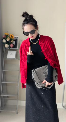 国风盘扣羊毛羊绒拧花毛衫开衫