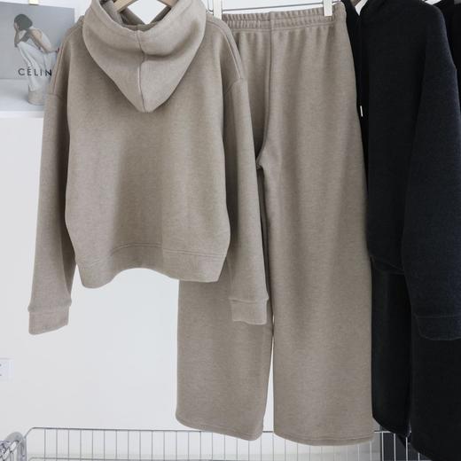 （预售3-7天）冬季气质舒芙蕾重磅高克重休闲韩系加绒连帽卫衣阔腿裤套装女装 商品图3