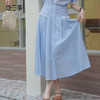 两三事2024夏季新款冰蓝夏花森系风纽扣装饰a字高腰半身裙 商品缩略图0