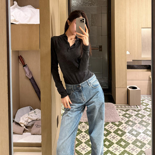 ROMI STUDIO “原味丹宁” 100%竹节棉酵磨砂洗花纱牛仔裤 421N7066 商品图0